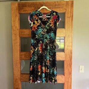 Johnny Was Orange Pink Flutter Sleeve Sundress